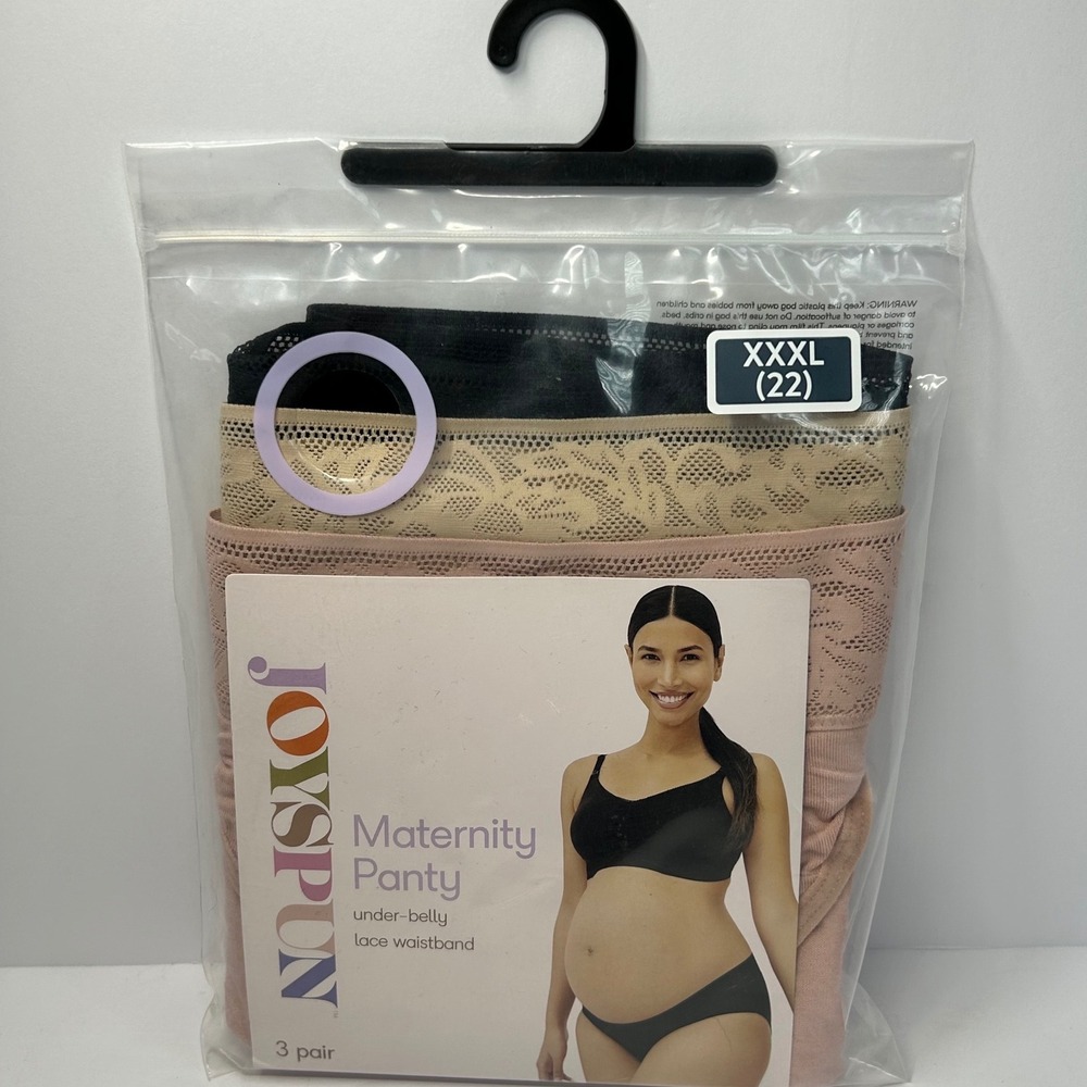 Joyspun Womens Maternity Panty 3 Pack Under Belly Lace Waistband 3XL 22